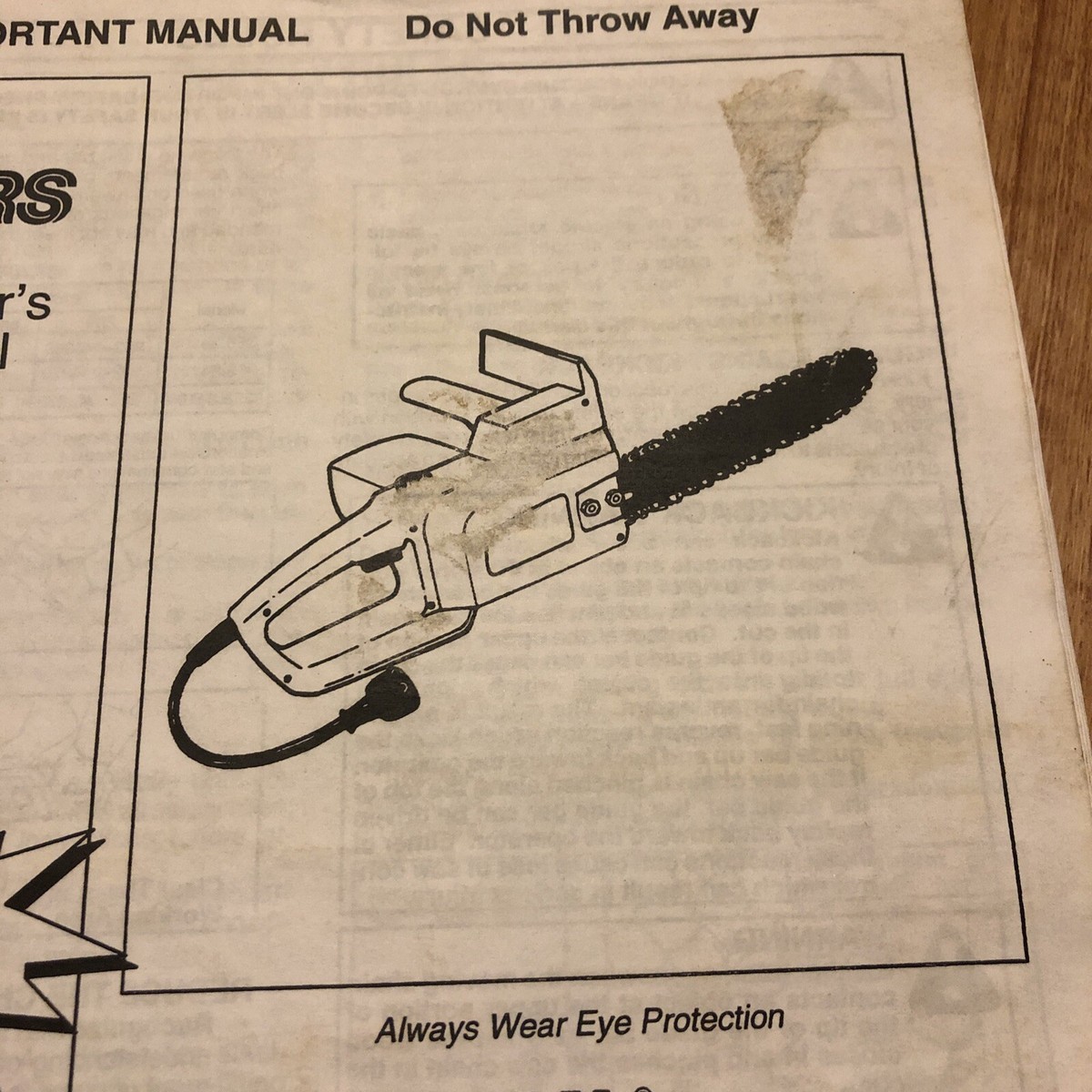 1995 Craftsman Electric Chain Saw Manual Only Model