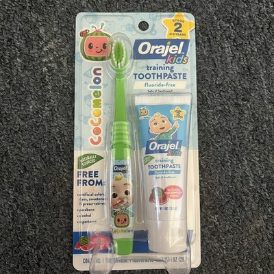 Orajel Kids Cocomelon Fluoride-Free Training Toothpaste w/ Brush 0-3yrs Stage 2