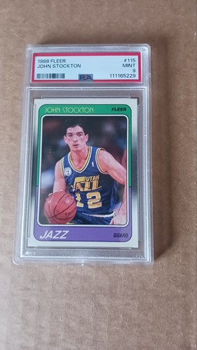 1988 Fleer #115 John Stockton RC Rookie PSA 9 MINT New Label Utah Jazz