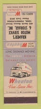 Matchbook Cover - Wheaton Van Lines Trucking Kramer's York PA