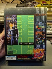 SYNDICATE GAME X COMMODORE AMIGA ON FLOPPY DISK BOX ORIGINAL HIT SQUAD BULLFROG
