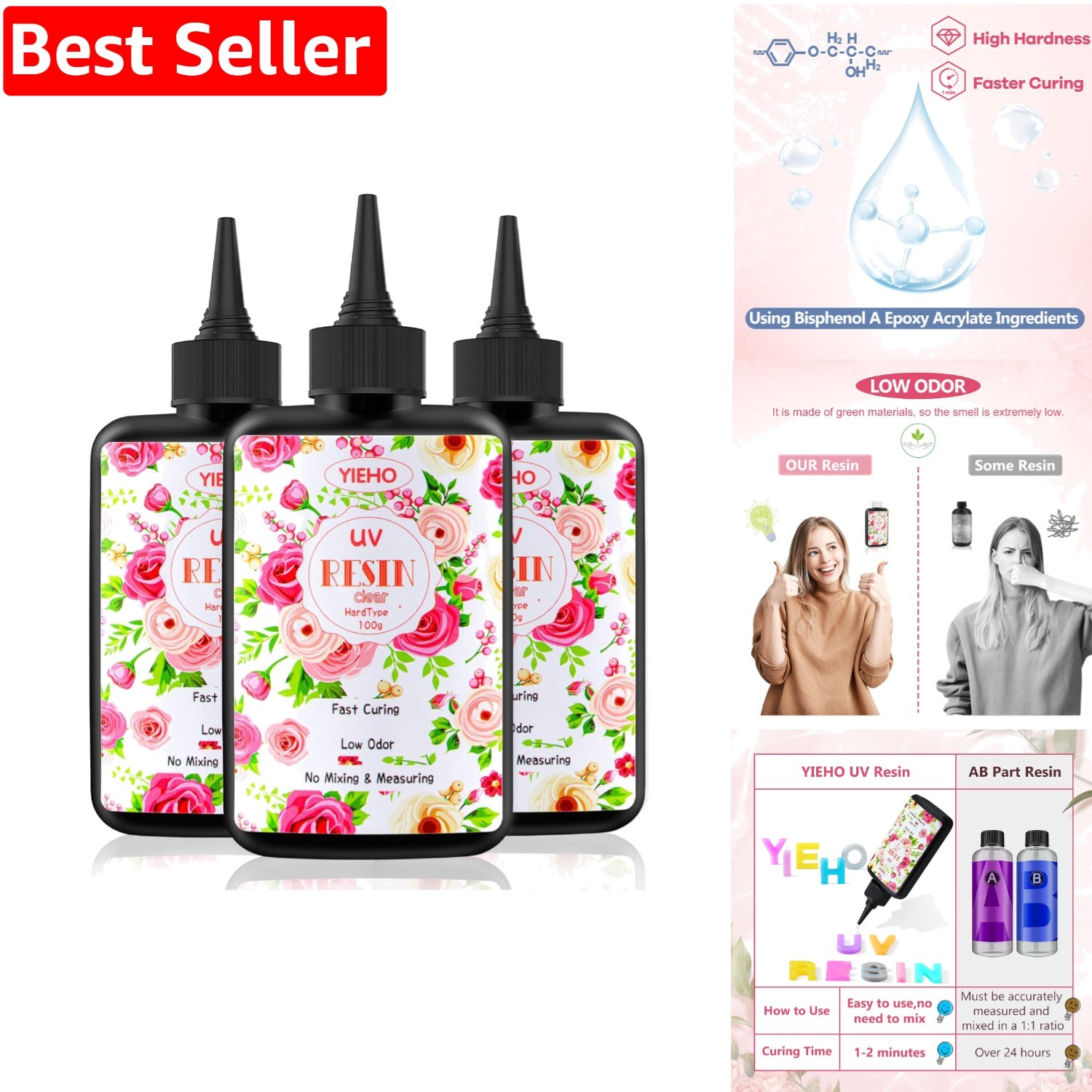 300g Fast-Curing UV Epoxy Resin for Jewelry Making & DIY Crafts