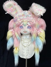 DOKIDOKI FURRYSTUDIO RAINBOW PIGTAIL DRILL BUNNY KIGURUMI  FEET PINK VER 