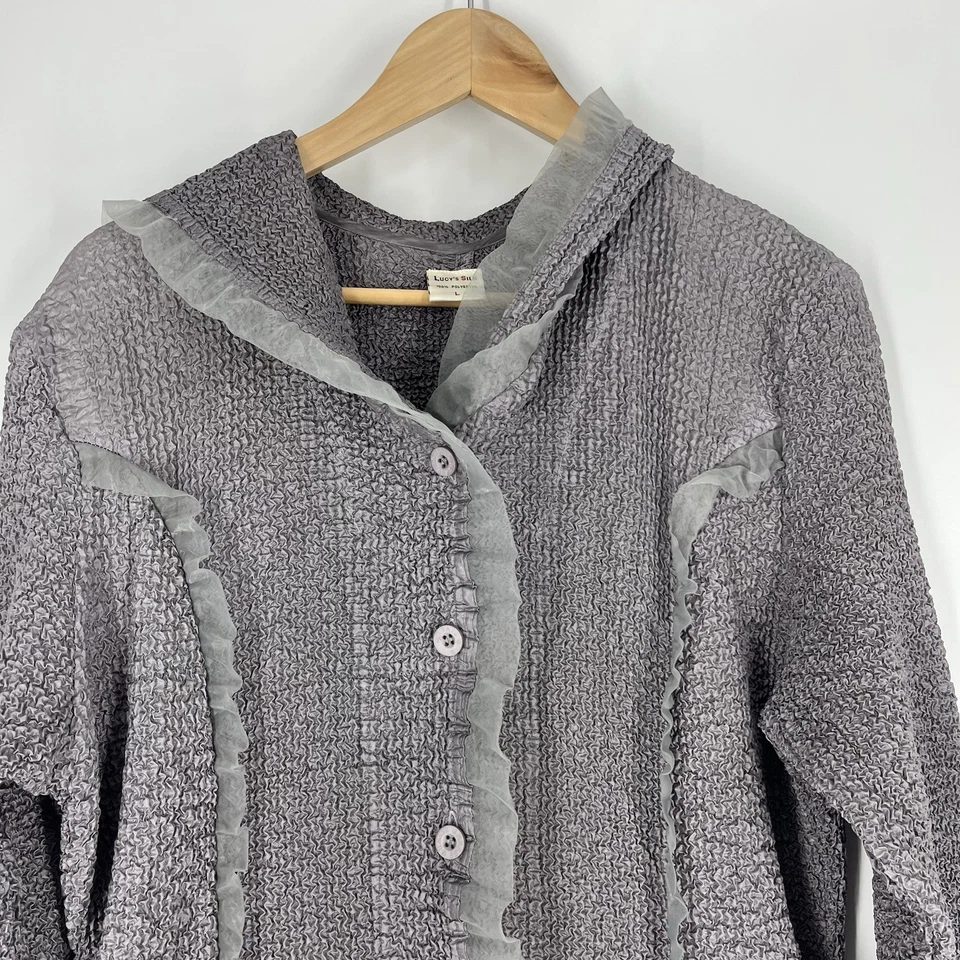 Cárdigan de seda Y2K Lucy's talla grande maxi plumero gótico volantes bruja caprichoso Foto 3 de 4