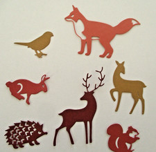 7 Die Cut Forest Animals - woodland wildlife - fox , squirrel , hedgehog , stag