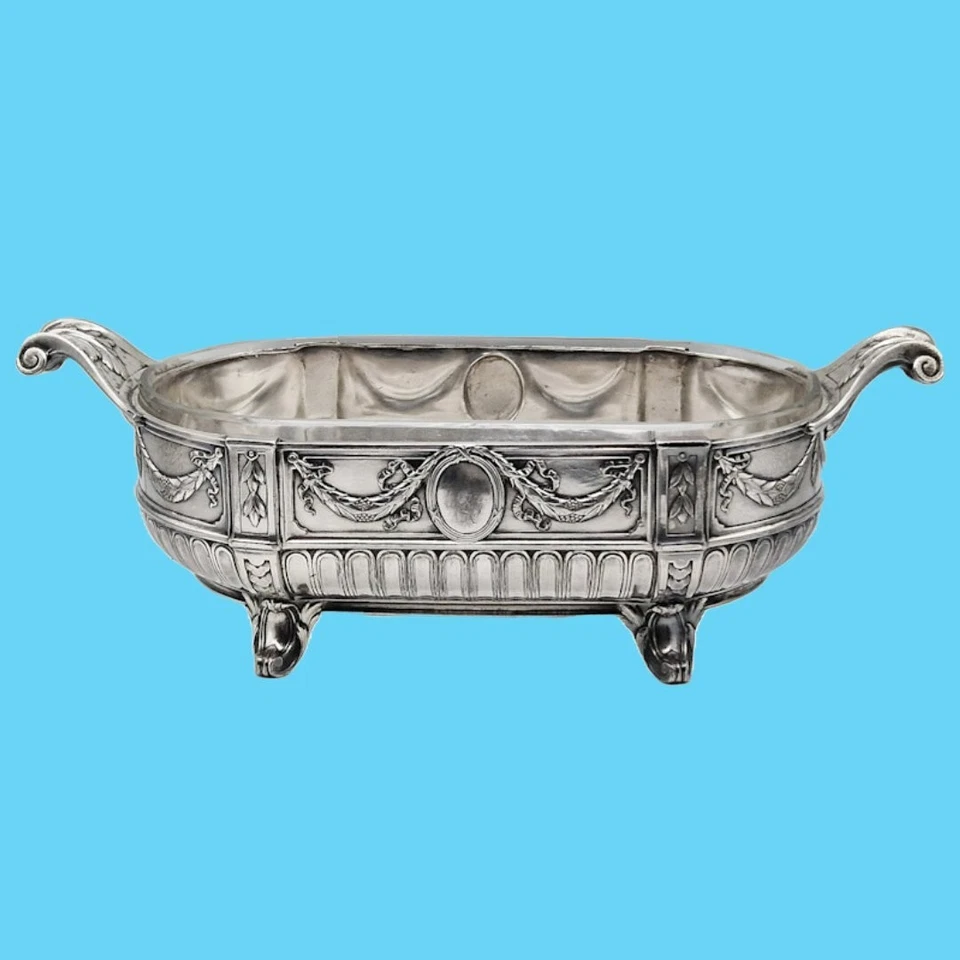 centrotavolo da giardino argento impero napoleonico decorazione ghirlande pal... - Immagine 2 di 4