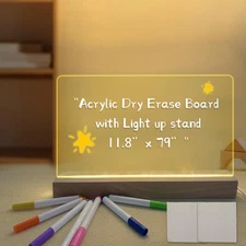 LED Note Board with Colors, 12"*8" Acrylic Led Drawing Board, Dry Erase Board...