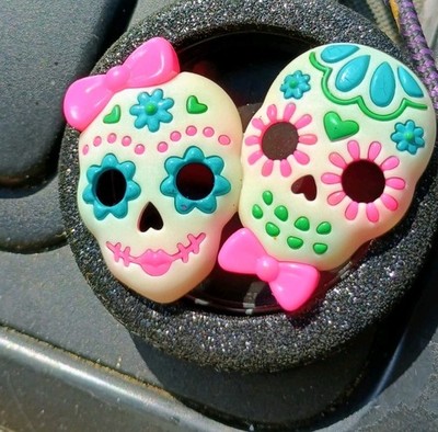 SUGAR SKULL COUPLE Visor Clip Glow-in-Dark  Car Scentportable Bath & Body Works 