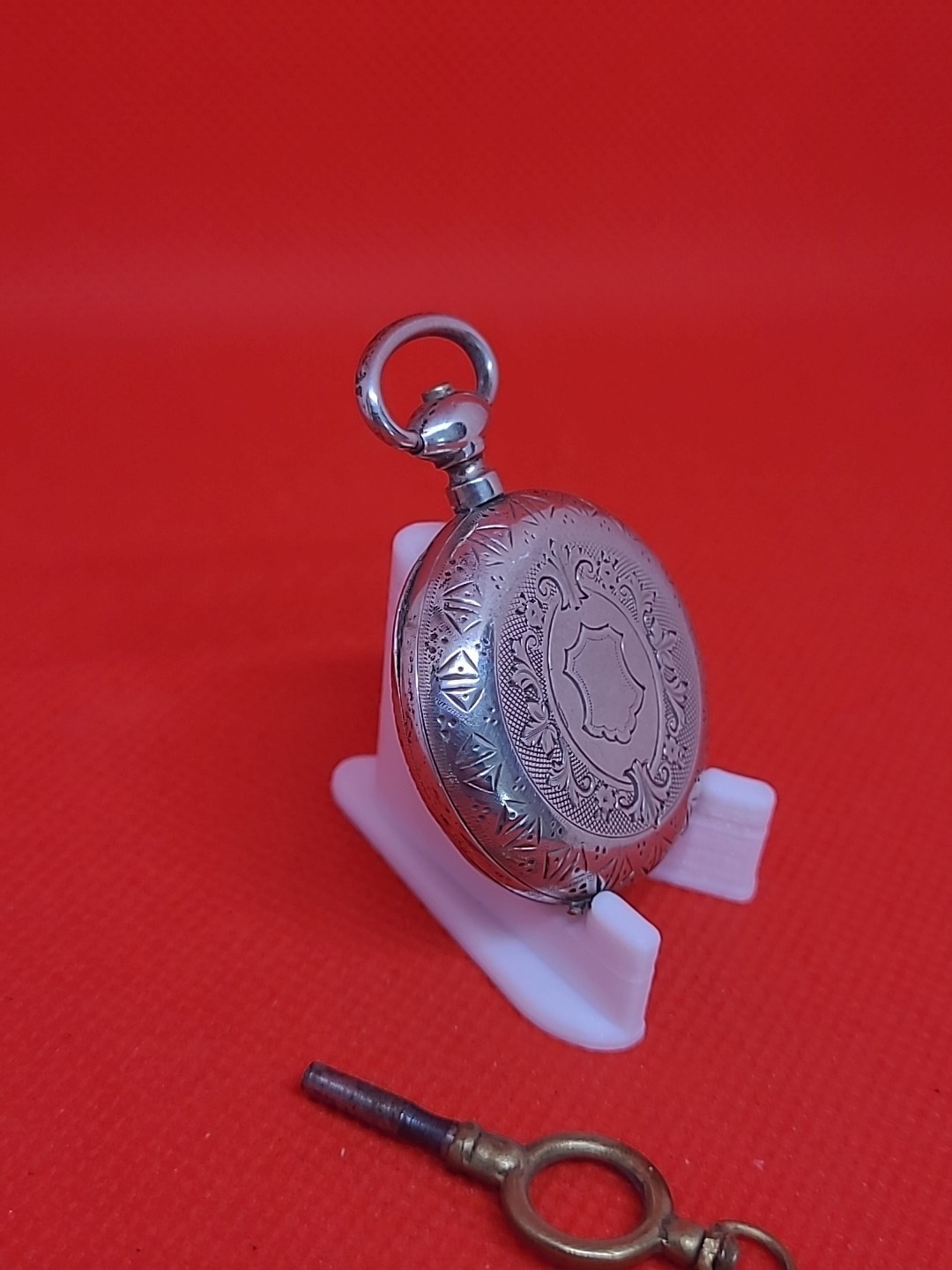 Very Nice Antique Solid Silver Collar Pocket Watc… - image 5