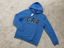NWT GAP Blue Classic Logo Pullover Fleece Cotton Hoodie Men s Size M
