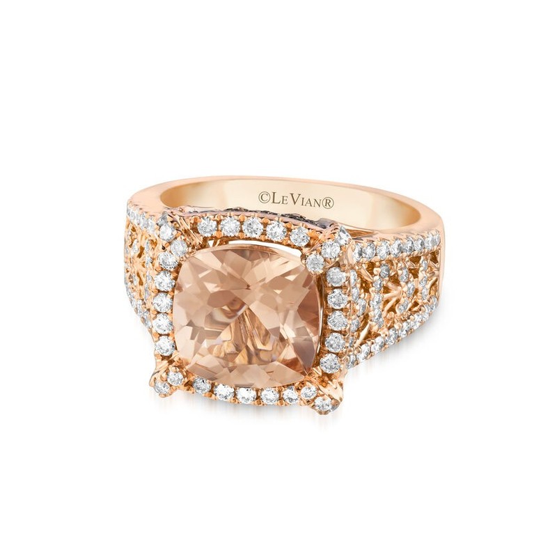 LeVian 18K Rose Gold Fancy Cocktail Ring w/ Morganite & Chocolate Brown Diamond