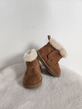 Wonder Nation Infant Girls Faux Fur-Lined Boots Size 4 Tan Shearling Ankle Boot