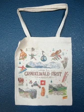 Cloth  Bag 16 x 13.5" * Vintage GRINDELWALD SWITZERLAND Souvenir * Charming Pix