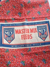 Vintage Full Feedsack Fabric 36.5x22 Unopened Master Mix Feed Red With Flowers 