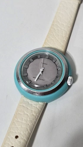 Timex Fun Timer UFO Automatic Mechanical Watch 1970s Teal Blue Works Perfect