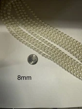 WHITE-YELLOW SHELL PEARL STRAND, RANGING FROM 3-18mm, 30 & 60IN:ROUGH AND SMOOTH