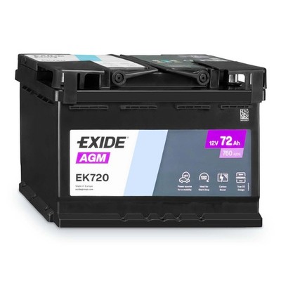 Exide 72Ah Autobatterie EK720 AGM EN760A 12V Start-Stop Starterbatterie PKW