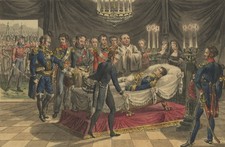 NAPOLEONIKA -  Retour des cendres St. Helena 1840 - kolorierte Radierung, 19. Jh