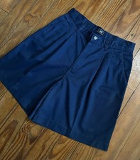 Vintage 80s 90s Lee Pleated High Waisted Navy Shorts Preppy Academia Size 12