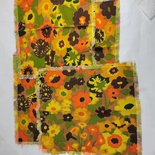 Vintage Cloth Napkins Flower Power MCM 70s Set of 4 Floral Poppy Garden Party