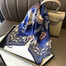 100 Mulberry Silk 27'' Scarf Women Vintage Birds Flower Kerchief Square Bandana