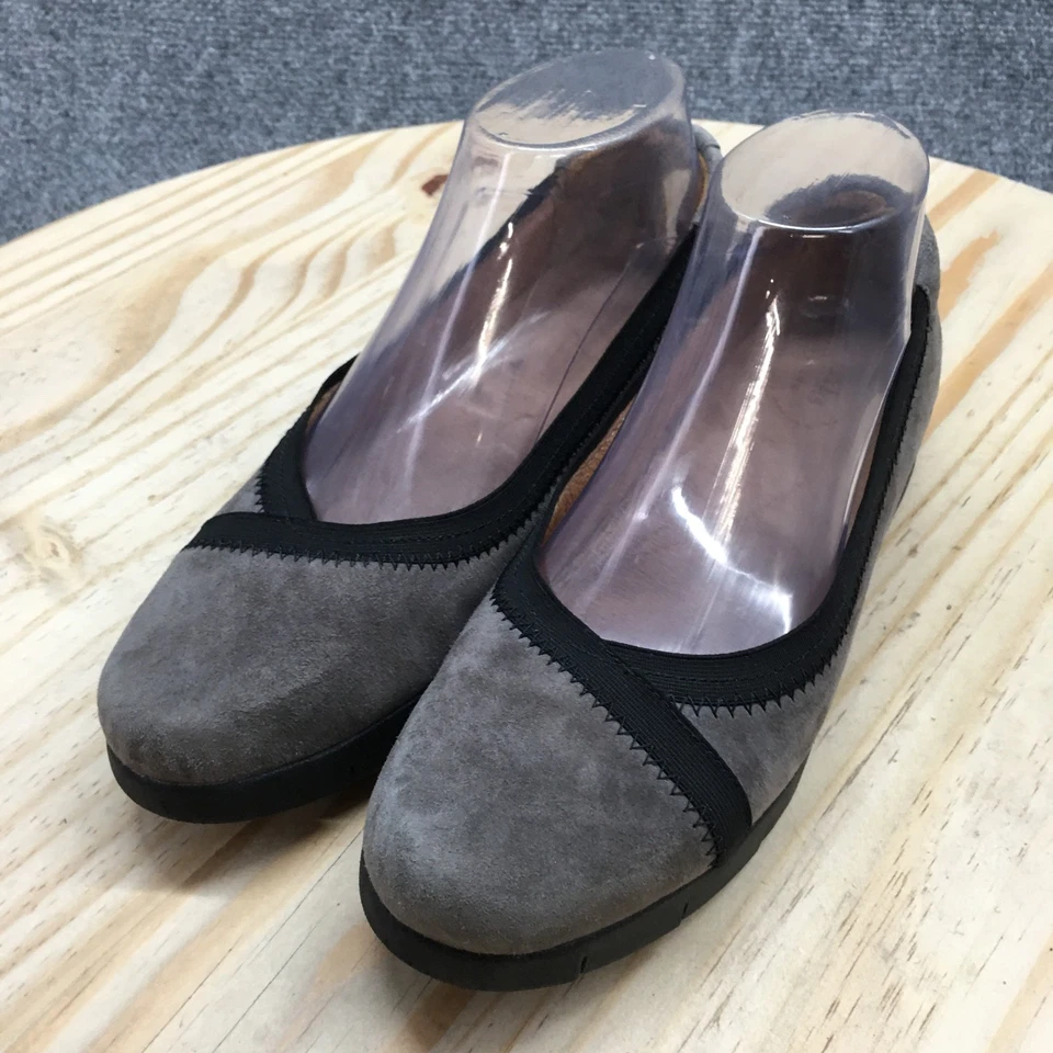 Clarks Zapatos Artesanales Mujer 7 M Daelyn Hills Sin Cordones Planos Gris Gamuza Comodidad Foto 3 de 4