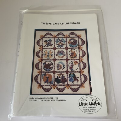 VTG 1992 Twelve Days of Christmas Quilt Blocks Pattern Laura Munson Reinstatler
