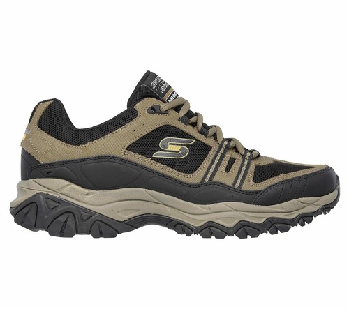 Skechers Men's After Burn Memory Fit Strike Off Sneaker, PEBBLE/BLACK