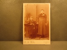 Victorian Antique Cabinet Card Family Photo of Two Sisters, Young Girls