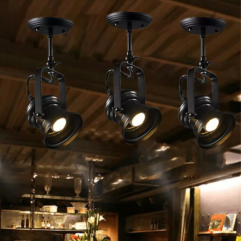 Vintage Black Metal Spotlight Industrial Track Light 1 Head