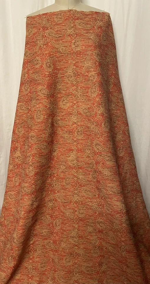 Mezcla de Algodón Brocado Paisley Naranja Rojo Amarillo Tela 1.75 Yardas Largo 60" Ancho Foto 2 de 4