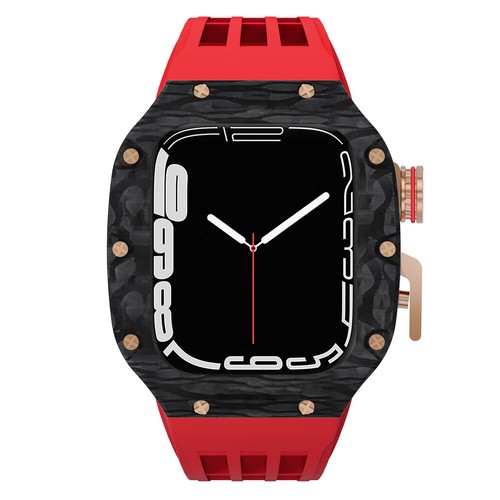 Carbon Fibre Case for Apple Watch 8/7/SE/6 45/44mm Silicone Strap Rubber Band - 第 25/97 張圖片