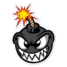Cartoon Bomb, Vinyl Decal Sticker, Indoor Outdoor, 3 Sizes, 9744