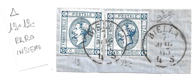 ITALY KINGDOM fragment with two 15c lithium one in variety with CERTIFICATE