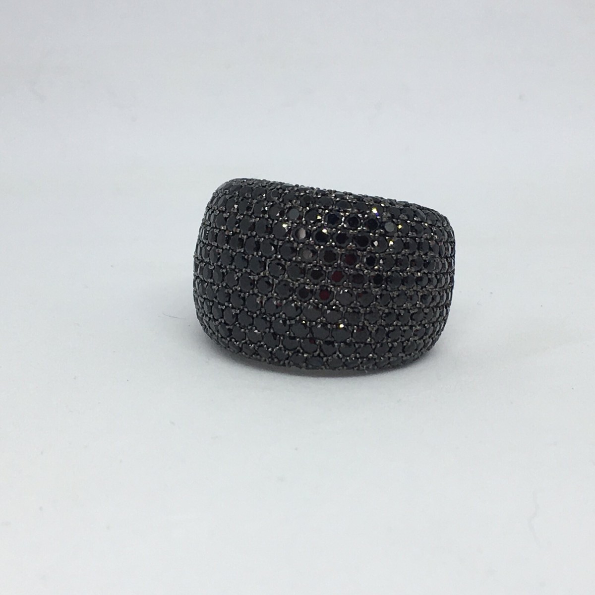 【BLACKPURPLE】[BLACKLABEL] PAVE CRYSTAL RING silver925 Gem Treasures Sterling Silver Pave Black Spinel Dome Ring