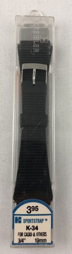 K-34 19mm Kreisler Sport Strap Black Rubber Vintage Watch Band NOS Casio Others - Picture 2 of 3