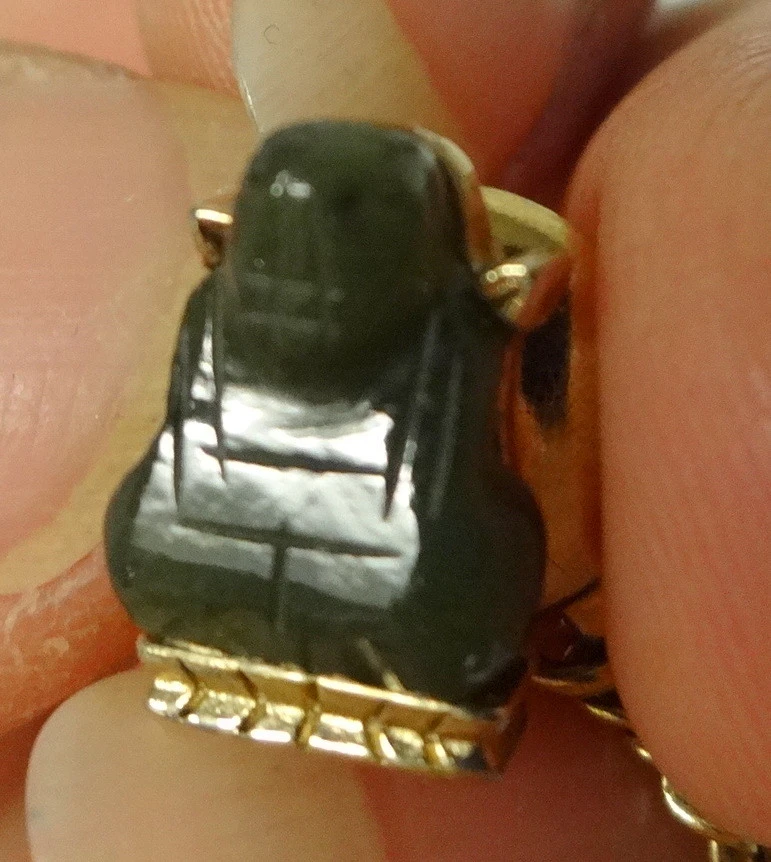 Vintage Chinese Carved Buddha Imperial Jade Man's Tie Pin Tacks Jewelry 6pc - Image 2 of 4