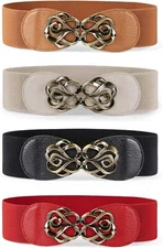 JASGOOD Women Suit for waist size 28"-35", A-black+brown+deep Beige+red 