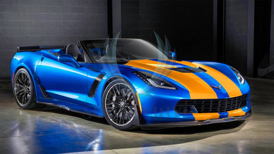 Envoltura de vinilo de rayas de carreras de color brillante para Chevy Corvette pegatina 10 pies/20 pies Foto 3 de 4