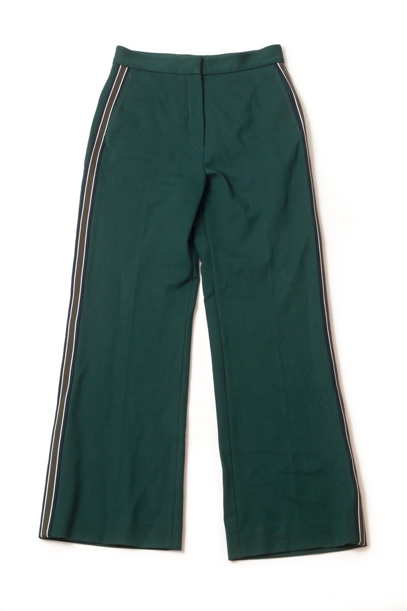 SANDRO Paris Khol Wide Leg Side Stripe Ponte Knit Trouser Pant