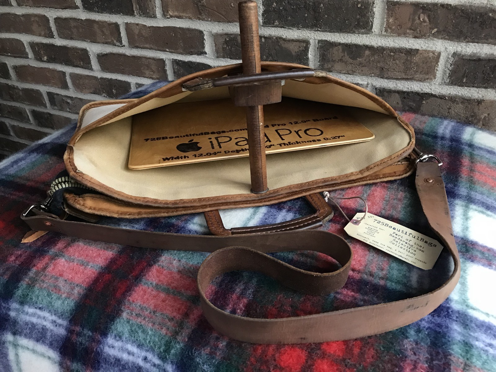 RARE VINTAGE 1970's HEAVY CANVAS & LEATHER MACBOOK BRIEFCASE MESSENGER BAG R$698 image 6