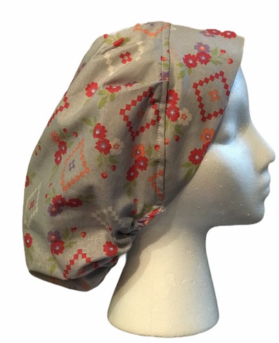 Gray Scrub Cap Hospital Surgical Doctor dentist Nurses Long Hair Slouch Hat - Picture 3 of 4