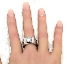 925 Sterling Silver Center Cubic Zirconia Ring 7.1 Grams Size-10.5