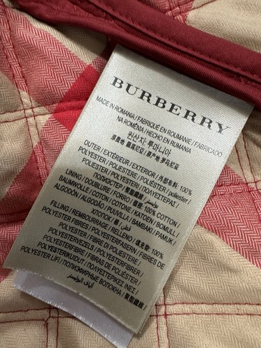 Burberry Brit Red Diamond Quilted Short Jacket Hooded Zip Coat Womens Size M - Picture 17 of 23