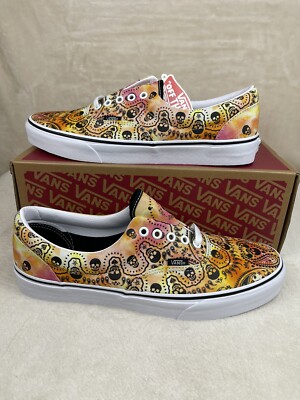 New Vans Off The Wall Yellow Bandana Tie Dye Skull Low Shoes Men's Sizes