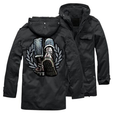 Männer Parka Winterjacke mit Rücken Boots Stiefel go out Marching front crew