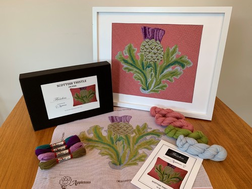 Appletons Wool Scottish Thistle on Pink Tapestry Kit from Flanders Collection - Picture 3 of 3