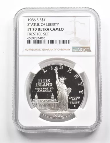 PF70UCAM 1986-S Statue Of Liberty Commemorative Silver $1 Prestige Set NGC *9832