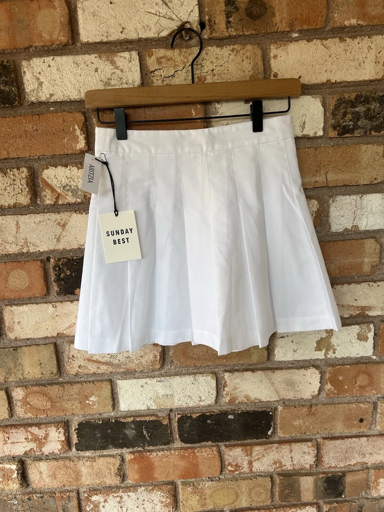 Aritzia Sunday Best White Tennis Skirt Quiet Luxury Preppy Summer Size 0 NWT