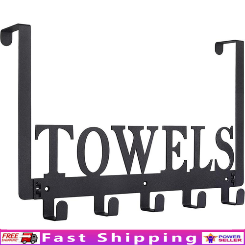 Over Door Towel Rack Hooks Wall Mount Metal Storage Bathroom Kitchen Organizer
